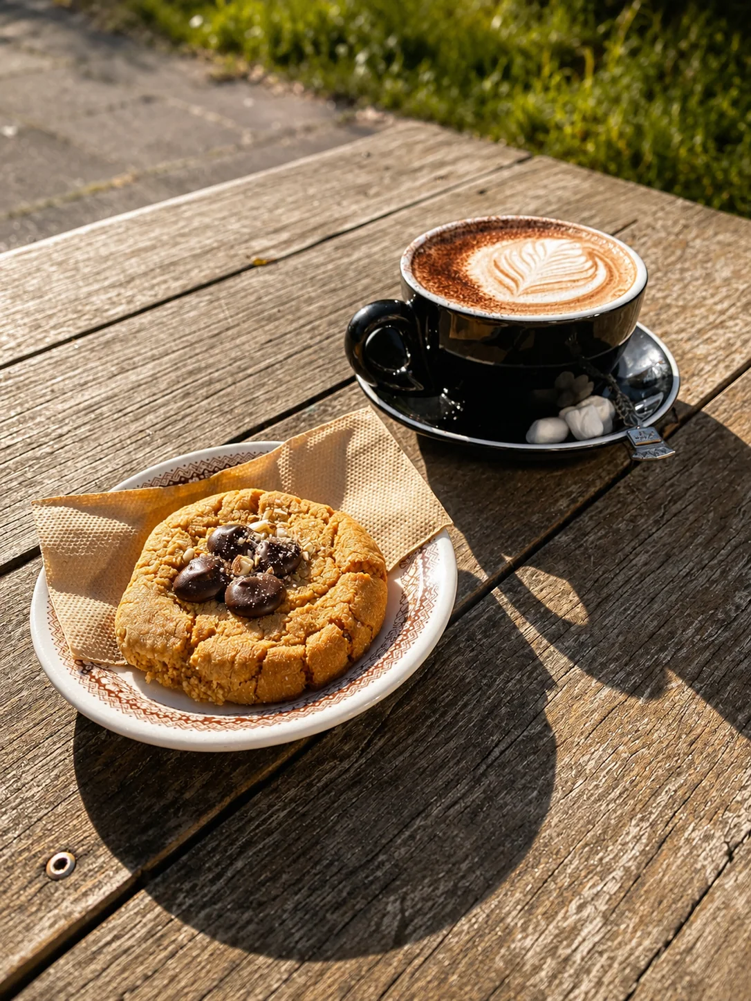 A cup of coffee and a sweet cookie served at Portershed